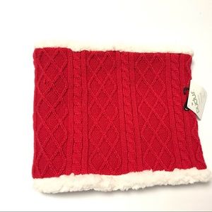 Pudus Cable Knit Neck Warmer Circle Snood Red